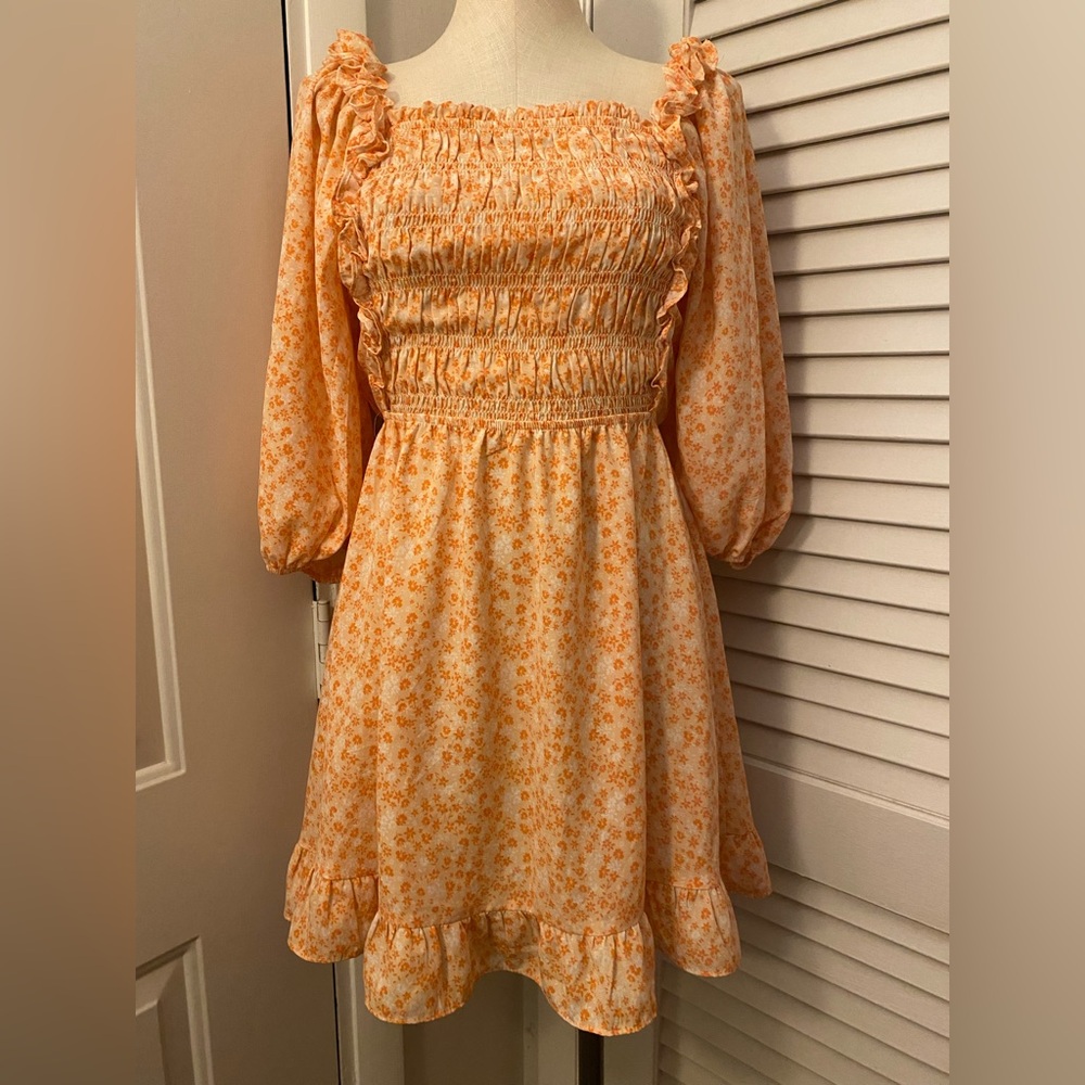 Sienna Sky Orange Floral Dress- Size Medium